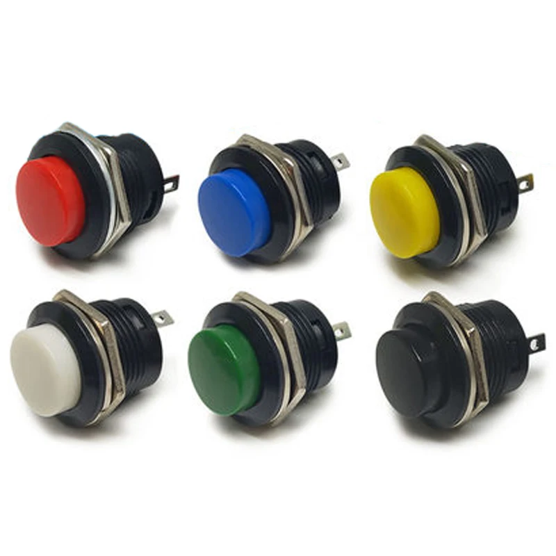 5 pces R13-507 16mm botão momentâneo interruptor de botão fora-on reset interruptores de travamento não botão redondo vermelho preto verde