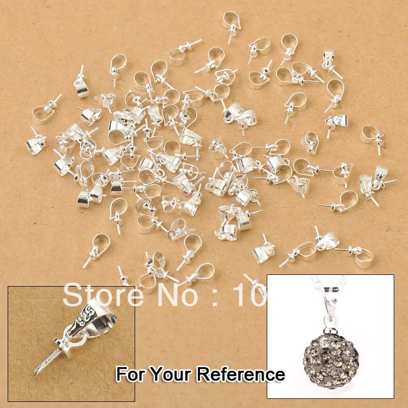 

JEXXI Wholesale 100PCS A Lot Design Jewelry Findings 925 Sterling Silver Bail Beads Cap Connectors For Pendants Nice