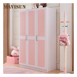 Armario moderno minimalista para niños, conjunto de muebles para el hogar de tres puertas, dos puertas y cuatro puertas, color rosa y azul