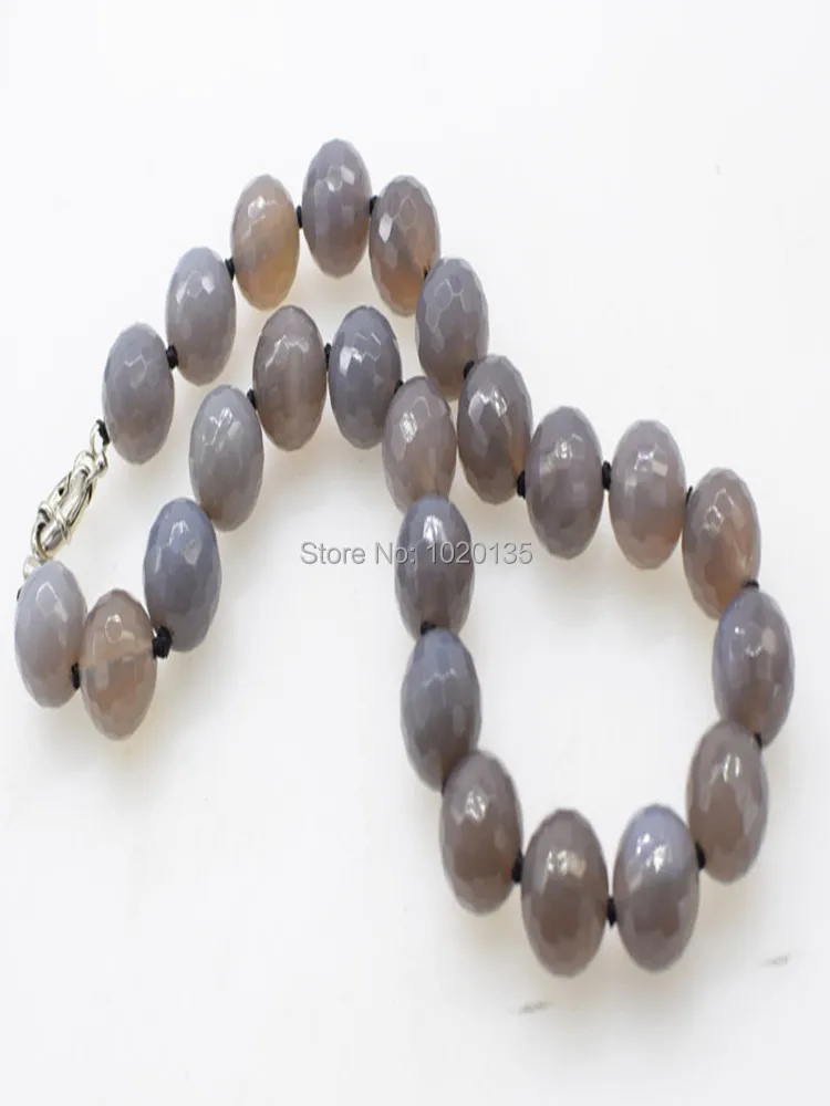 

wholesale gray agate round faceted 16mm necklace 18inch FPPJ nature beads gemstone womamn gift