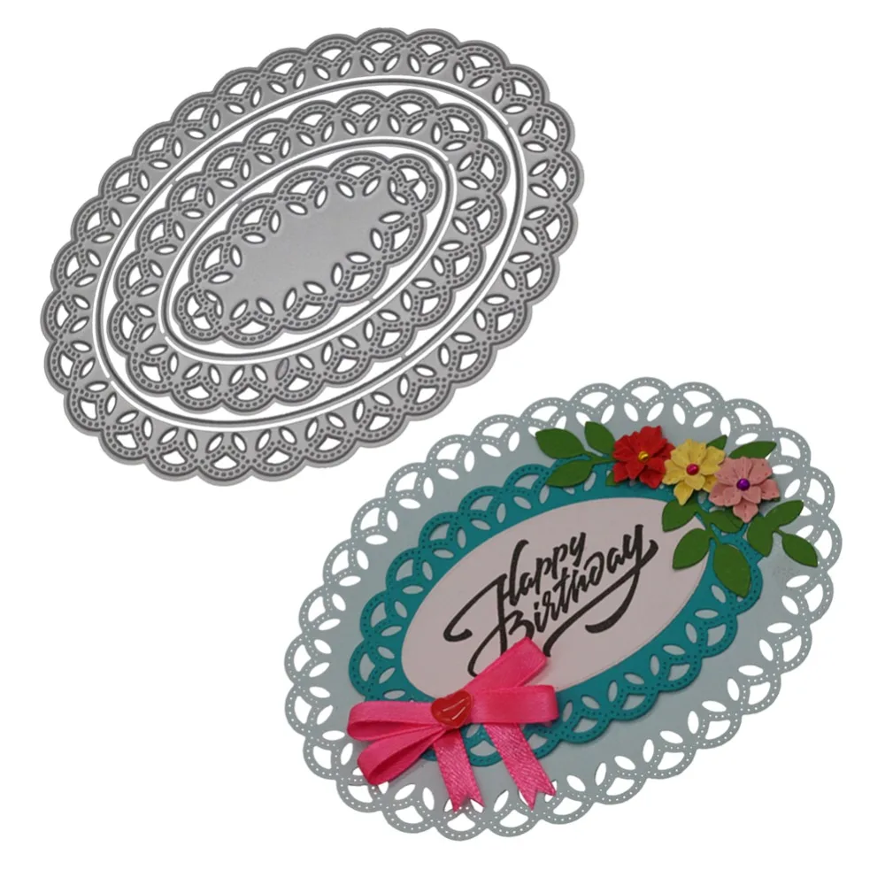 Oval Frame Sets Cut Die Mold Metal Cutting Dies Lace Decoration Scrapbook Embossing Paper Craft Knife Mould Blade Punch Stencils