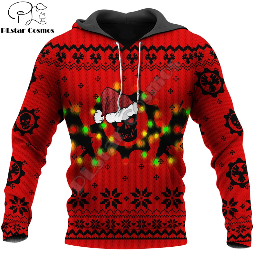 

Merry Christmas Funny Skull Red 3D Printing Men Autumn Hoodie Unisex Casual zipper hoodies Streetwear Jacket Tracksuits DK311