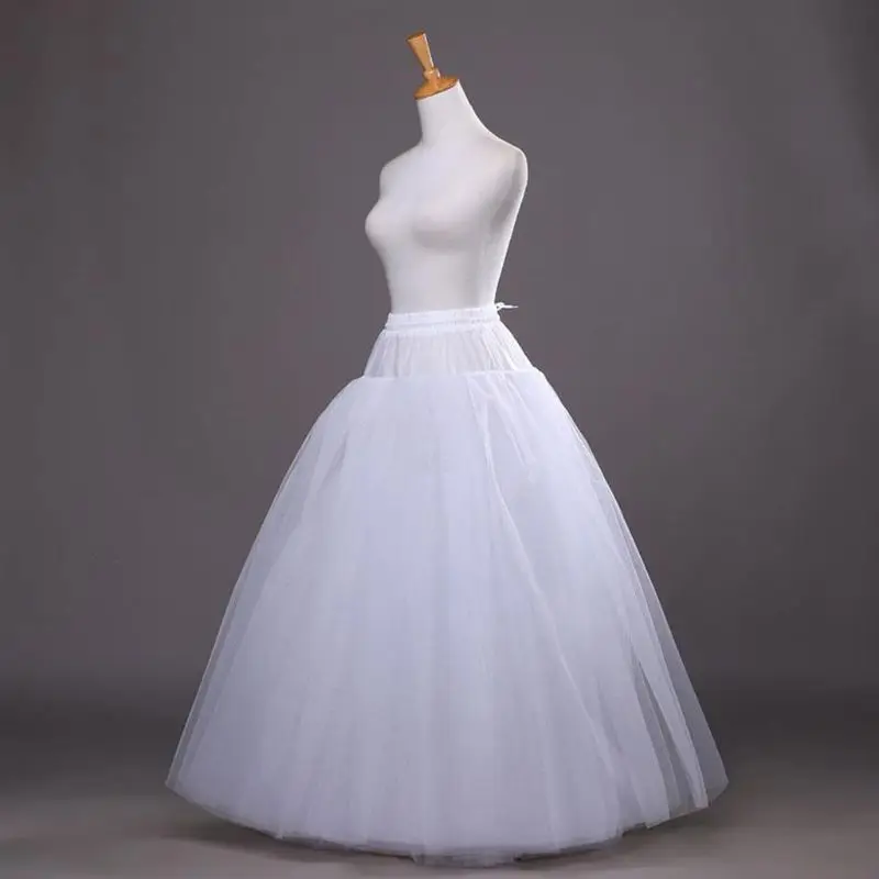 4-layer Hoop-free Long Half Skirt Petticoat Bridal Wedding Dress Lined Ladies Women Party Dresses Role-playing Lining