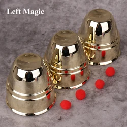 Large Size Magic Three Cups And Balls - Golden Magic Tricks Close Up Street Stage Magic Props Magician Magic Kids Toys Mentalism