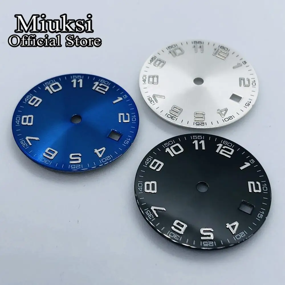 Miuksi 29.2mm silver blue black watch dial luminous dial fit ETA 2836 2824 Mingzhu DG2813 3804 Miyota 8205 8215 821A movement