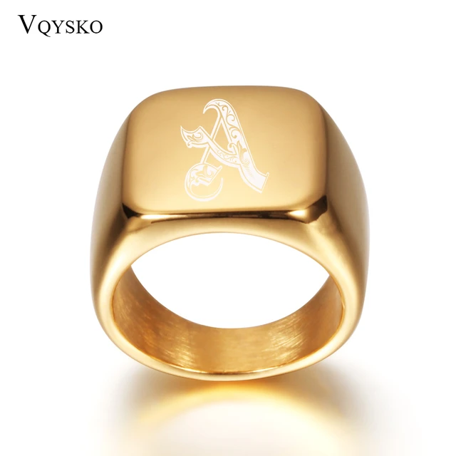 Anelli con lettere grandi da uomo tono oro anello da dito con gioielli iniziali in acciaio inossidabile personalizzato per accessori regalo maschili AliExpress