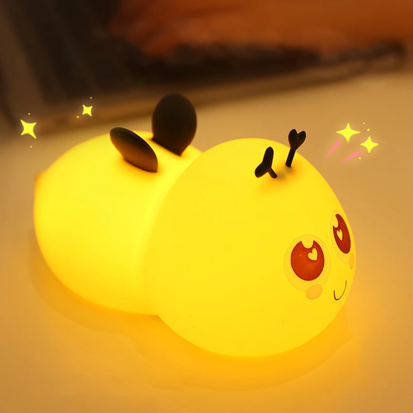 Bees Night Light para niños y niñas, luz nocturna recargable por USB, lámpara portátil para guardería, luces que cambian de Color para dormitorio