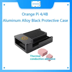 Orange Pi Aluminum Alloy Black Protective Case+Thermal conductive adhesive,Suitable for Orange PI4/4B Boards ONLY