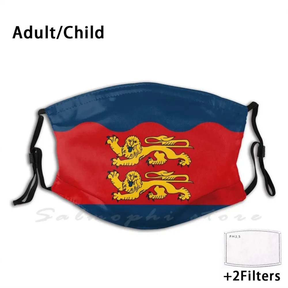 Flag Of Calvados ( France ) Funny Print Reusable Pm2.5 Filter Face Mask Coat Of Arms Normandy Norman French Calvados France