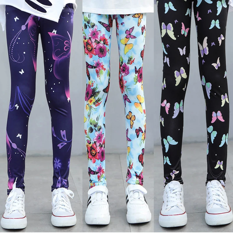 Leggings para niña, pantalones finos con estampado elástico para primavera y otoño, pantalones coreanos para niños, ropa de verano