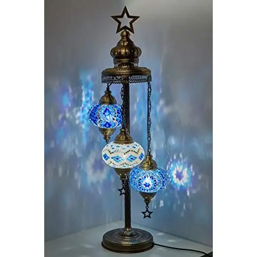 English Moroccan Mosaic Glass Handmade Tiffany Floor Lamp Light