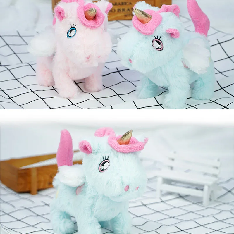 Giocattoli di peluche Unicorns da passeggio elettrici bambole di animali di peluche per bambini giocattoli elettronici per l'educazione precoce regali di natale per bambini