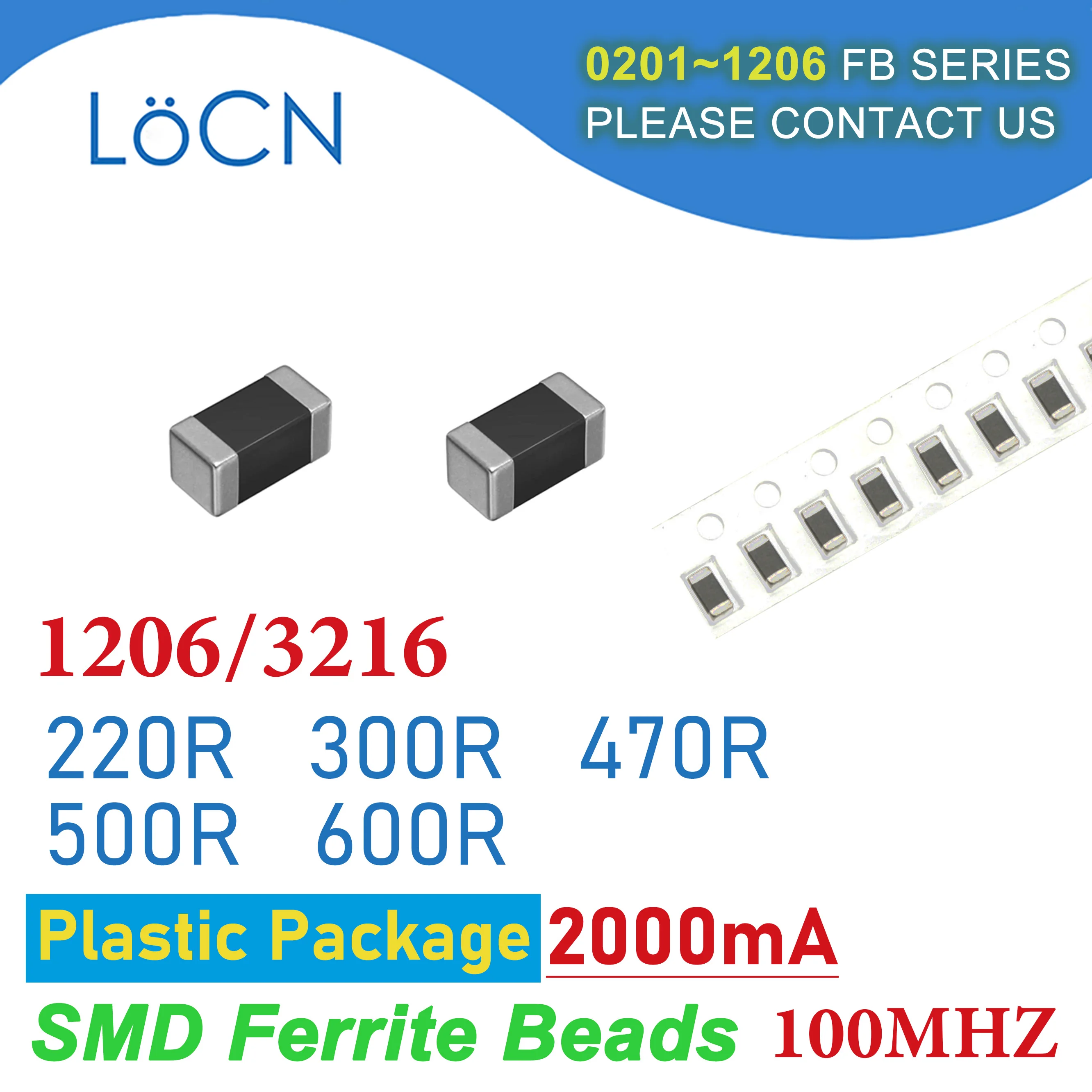 

3000PCS 1206/3216 100MHZ 2A Plastic package SMD Ferrite Beads 220R 300R 470R 500R 600R Chip Inductor Multilayer 25%