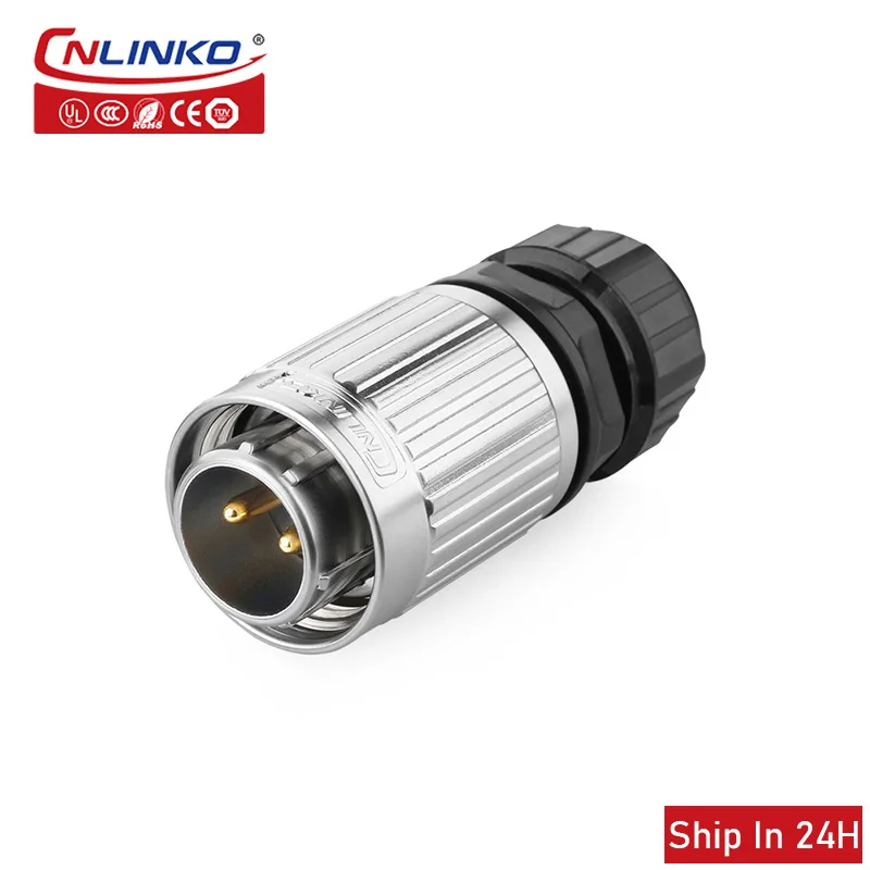 Cnlinko YW20 2pin Metal IP67 Waterproof Plug Socket Electrical Power Connector for LED Display Screen Audio Radio Video