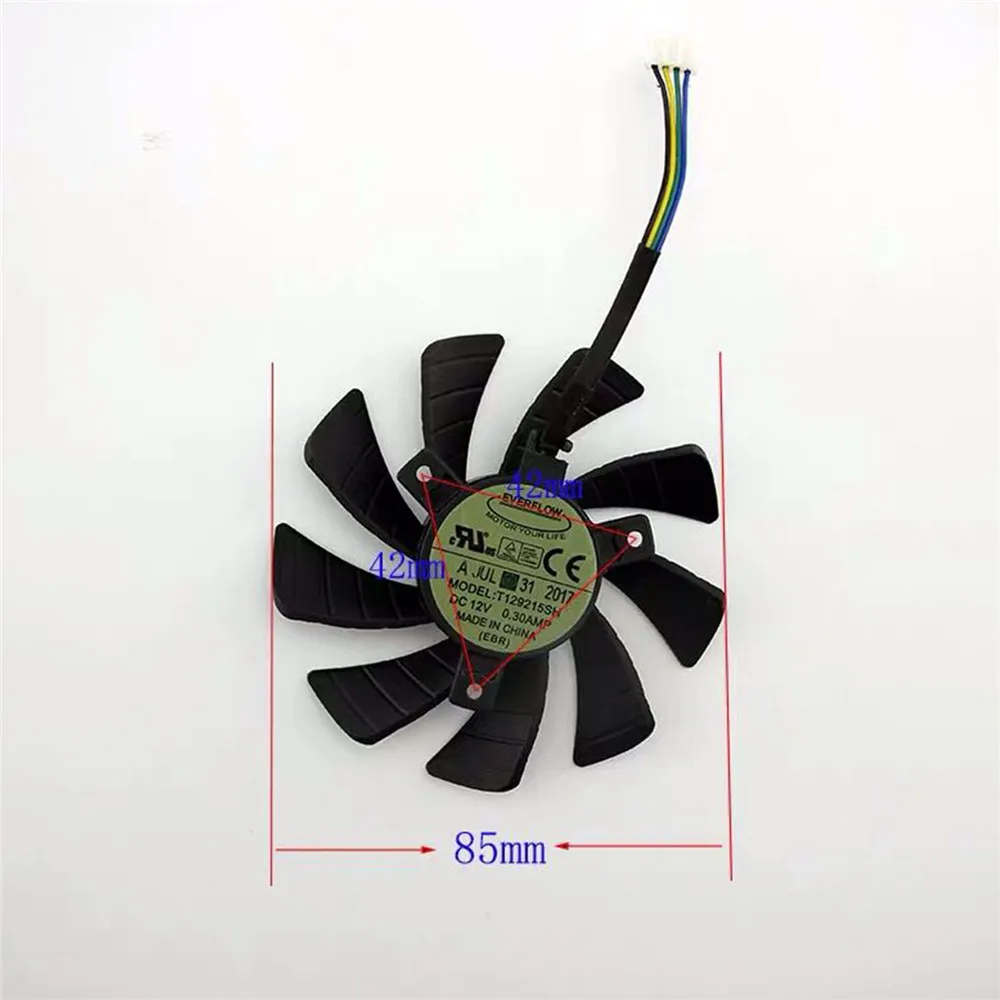 Replacement Graphics Card Cooling Fan T129215SU 4Pin Cooler Fan for GeForce GTX 1060 Mini 3GB ITX Repair Kit