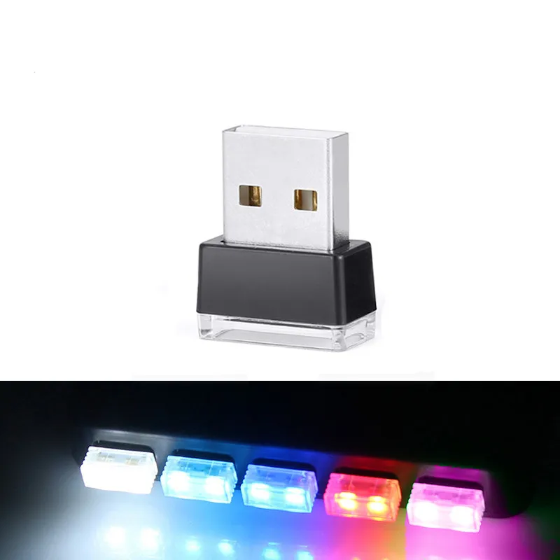 Car USB LED Atmosphere Lights Decorative Lamp Emergency Lighting Universal PC Portable Plug and Play Red/Blue/White