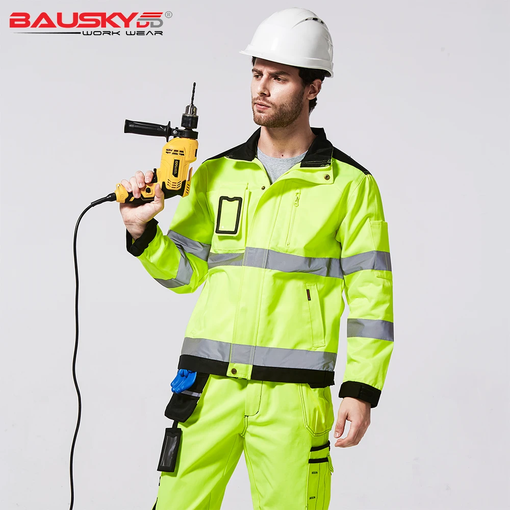 

Hi vis working clothes safety reflective workwear work jacket safety jacket