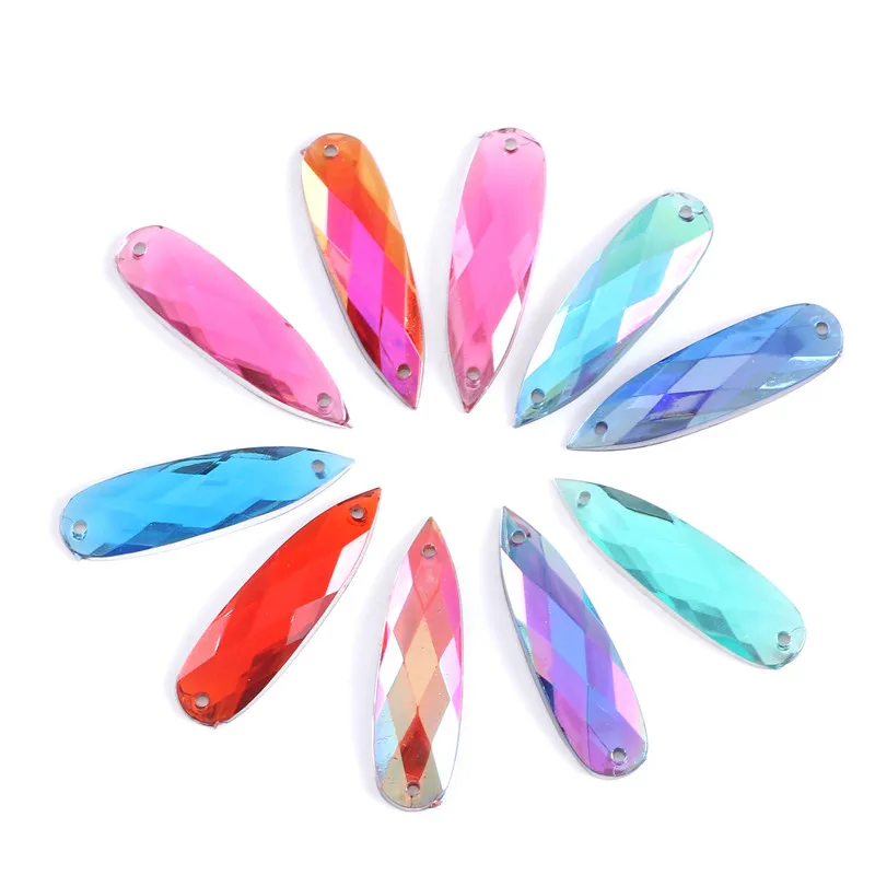 7x27mm Teardrop Acrylic Sew On Rhinestones Crystal Flatback Colorful sewing stone strass for clothing accessories shoes