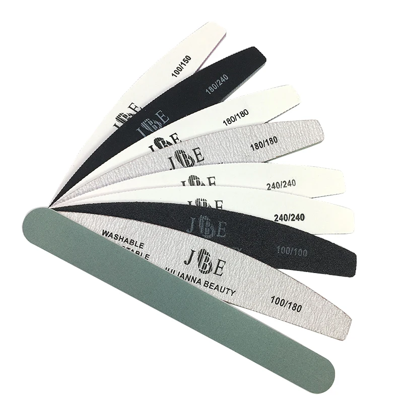 

9Pcs Professional Nail File 100 150 180 240 Grit Unhas De Gel Nail Files Sandpaper Moon Style Acrylic Nail File Art Tools