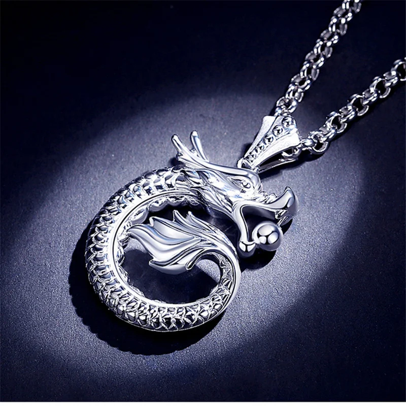Exquisite Craved Dragon Pendant Necklace For Men Jewelry  2025 Vintage Male Chain Choker Necklace Accessories Boy