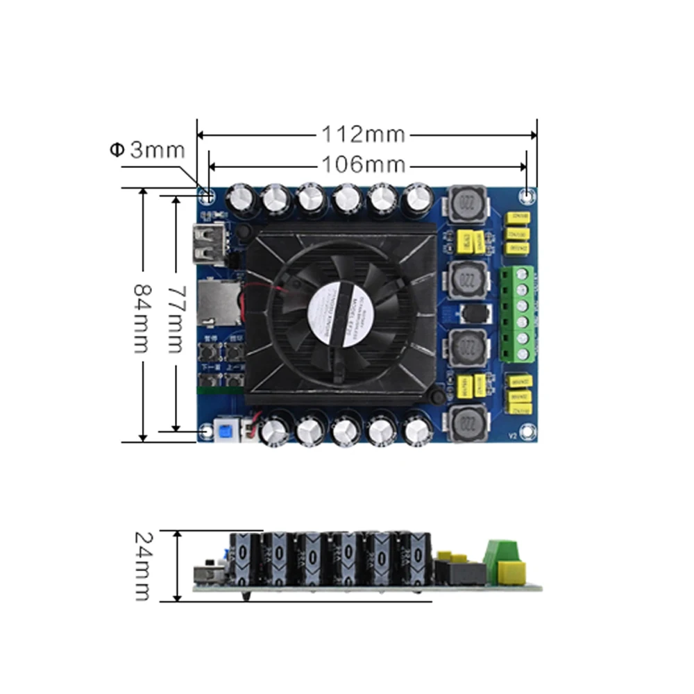 TDA7498E High Power Digital Power Amplifier Board Supports U Disk / TF / Remote