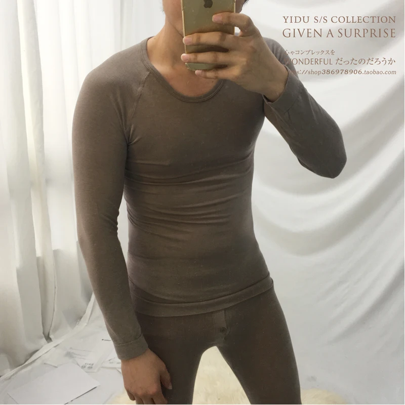 Traje básico cómodo de alta elasticidad para hombre, tecnología negra, calentamiento fino, color café, negro y gris