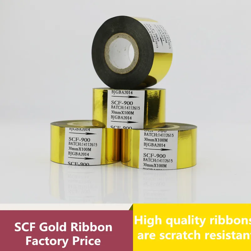 Бесплатная доставка (30 мм * 100 м) Высококачественная Золотая цветная лента для печати даты на дате кодер для EXP,MFG, Φ Бесплатная доставка (30 мм * 100 м) Высококачественная Золотая цветная лента для печати даты на дате кодер для EXP,MFG, Φ