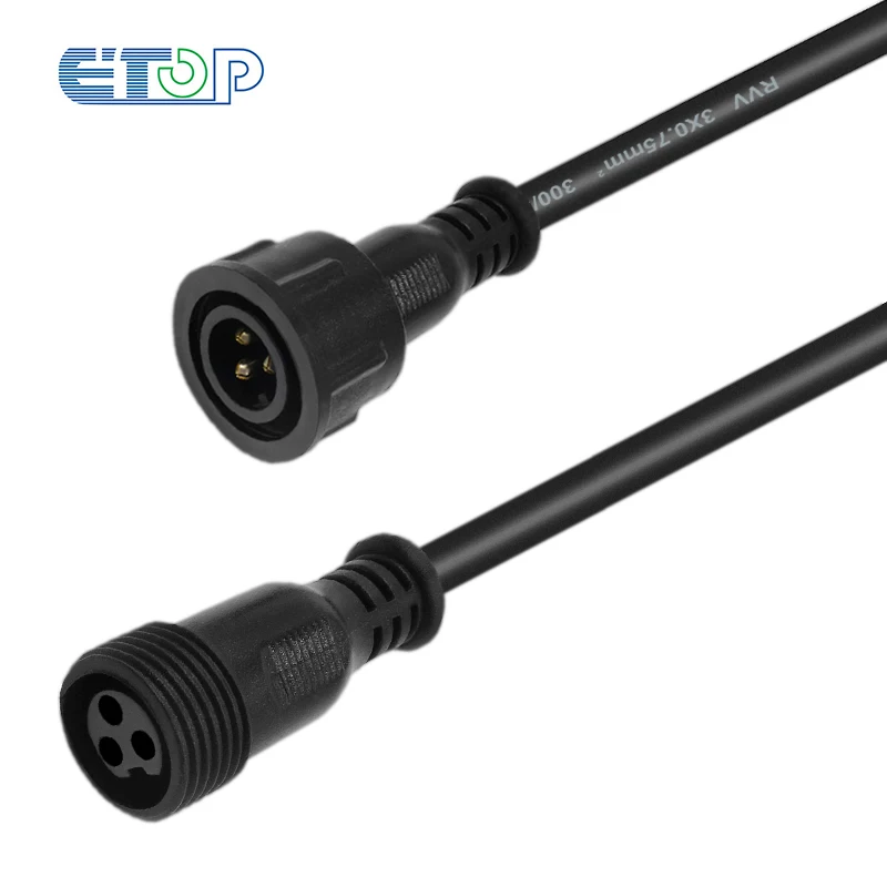 1.5m(5feet)3 core waterproof extension cable,one end with male,the other with female,male connector\'s diameter :13.5mm/18.5mm