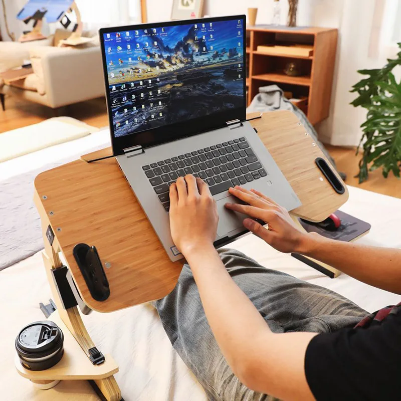 Multi Angles Lazy Lying Rack Wooden Folding Laptop Desk Mini Adjustable Table Bed Sofa Useful Small Notebook Holder