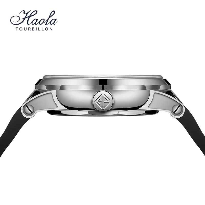 Haofa Carrousel Mechanical Watch for Men Manual Movement Rotating 3D Lotus Koi Dial Sapphire Mens Wristatches Casual Dress 1951