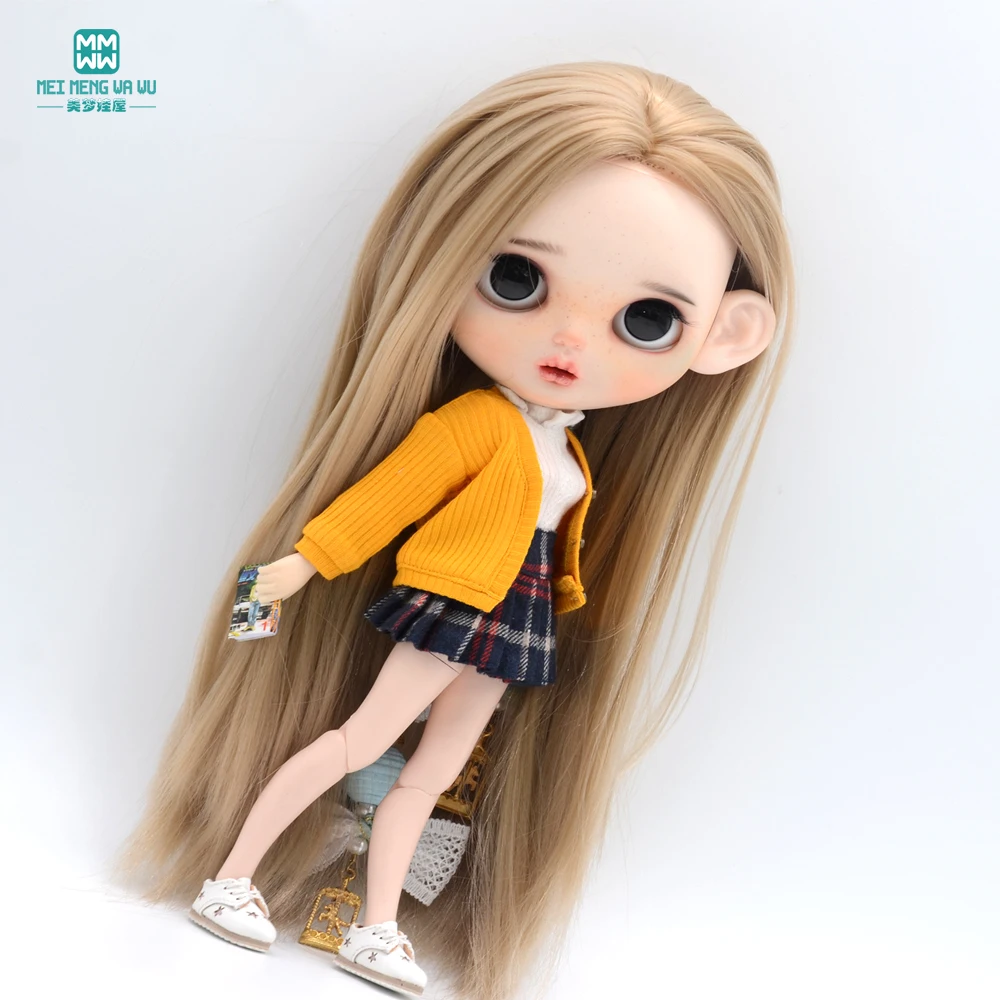 Kleidung für Puppen, passend für Blyth Azone OB22 OB24, Puppenzubehör, modische Jacke, Strickjacke, Minirock, Hemd – Detail 8