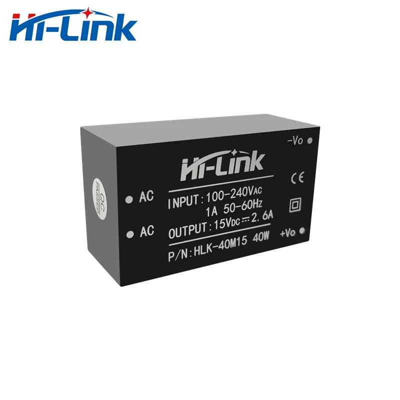 AC/DC 전원 공급 장치 모듈, 저전력 소비, 높은 안전성 절연 HLK-40M15, 무료 배송, 로트당 2 개, 220V ~ 15V, 40W