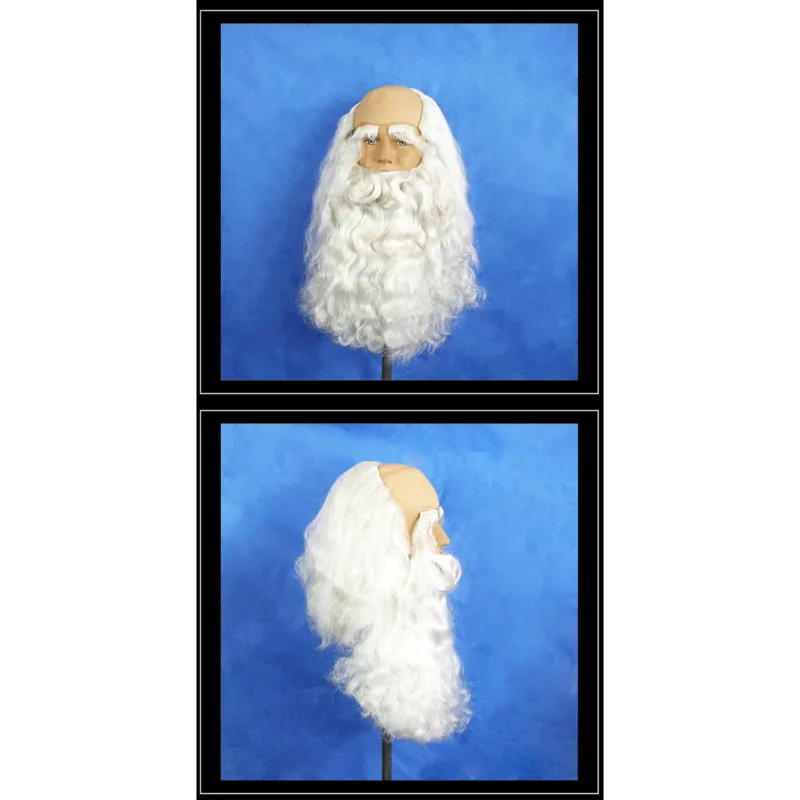 High Quality christmas santa claus costume women men Wig + Beard Set Adult Fancy Dress Claus Beard Heat Resistant Cosplay