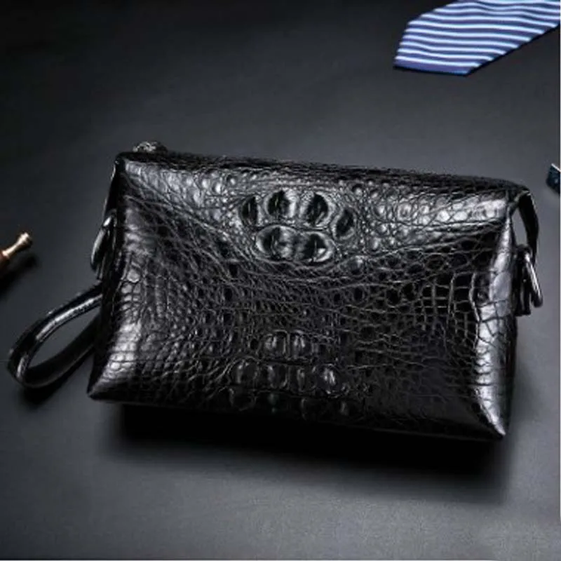 LINSHE crocodile  Handbags male  Genuine leather    The new  tide  The large capacity  Hand caught  male  Clip package  Local