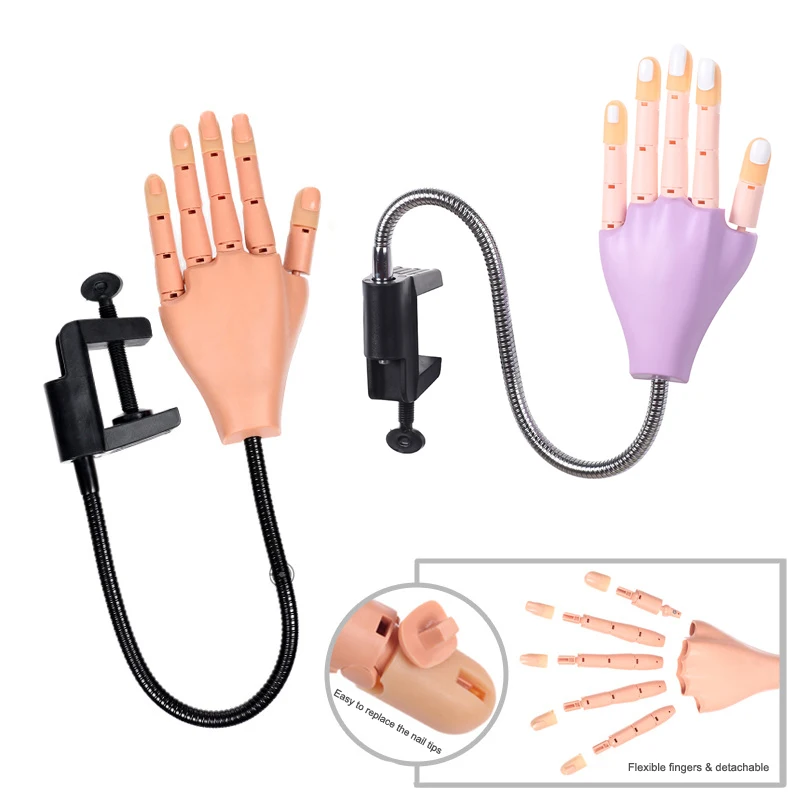 Professional Nail Practice Hand+200pcs Nail Tips Fake Hand Nail Practice Manicure Tools Hands Mannequin for Nails Hand Training