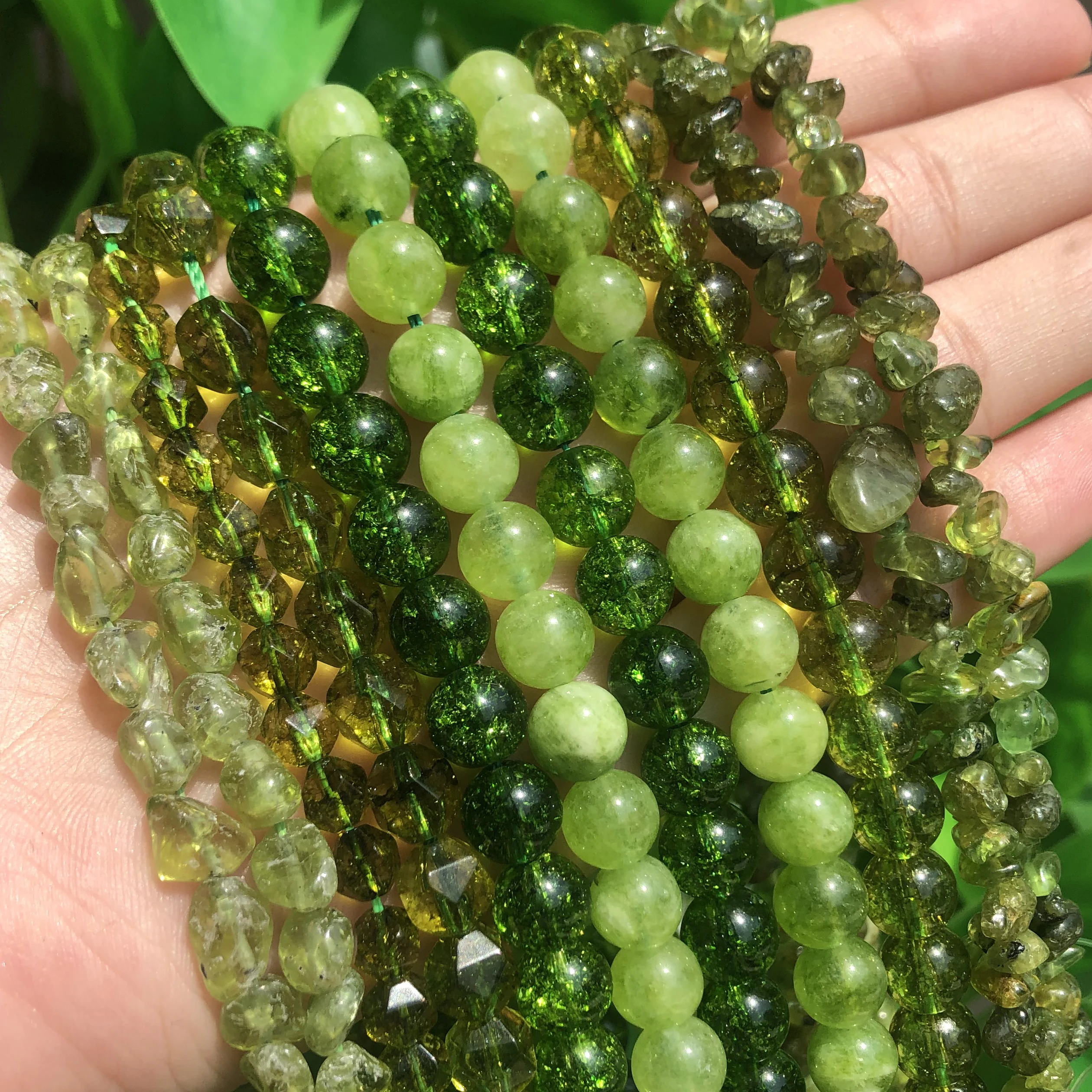 AA Natural Stone Green Peridot Quartz Beads Faceted Round Loose Beads For Jewelry DIY Making Bracelet  Accessories 15\'\'inches