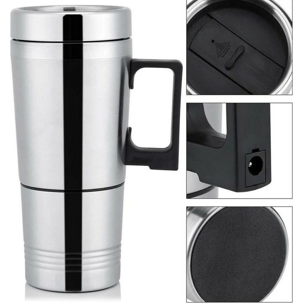 12V water heater Car Cup Electric Kettle Car Heated Mug Stainless Steel Multi-purpose Heating Water Cup Universal Car Interiors