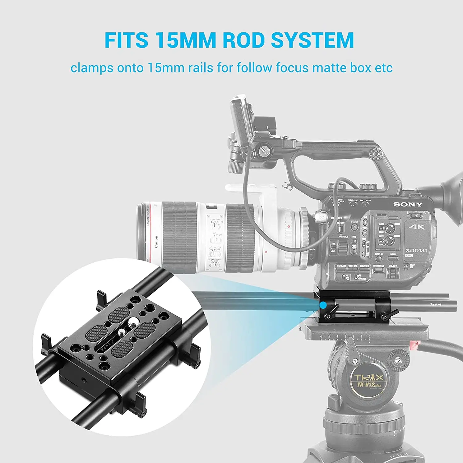 SmallRig Camera Mounting Plate Tripod Monopod Mounting Plate with 15mm Rod Clamp Railblock for Rod Support / Dslr Rig Cage-1798