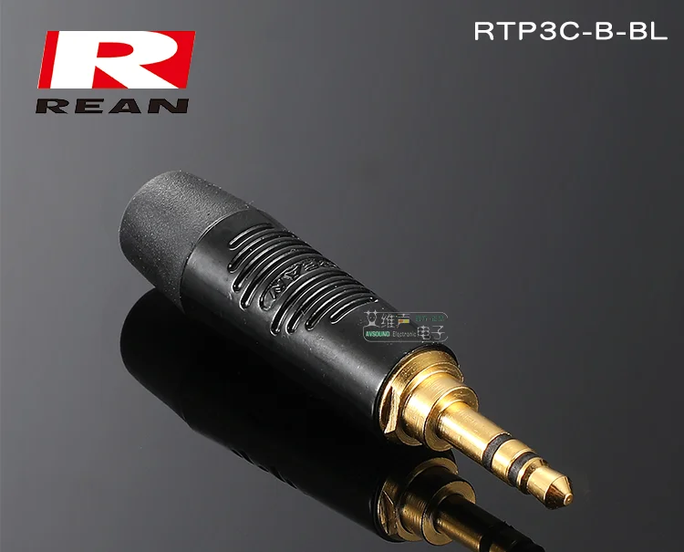 1Pcs Swiss NEUTRIK REAN black shell gold-plated RTP3C-B-BL small three-core 3.5mm headphone plug DIY fever audio accessories