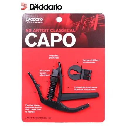 D'addario Planet Waves PW-CP-13 NS Artist Classical Capo for Classical Guitar, Black