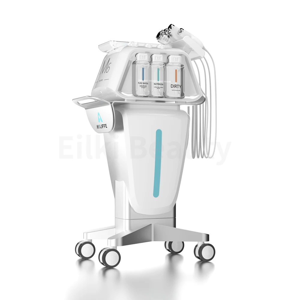 Nueva máquina de hidrodermoabrasión de oxígeno 6 en 1, limpieza profunda de la piel, blanqueamiento Facial, eliminación de espinillas, dispositivo de exfoliación de diamante