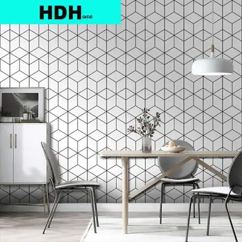 10M Black and White Wallpaper Geometric Wallpaper Peel and Stick Modern Stripe Hexagon Removable Self Adhesive Wallpaper