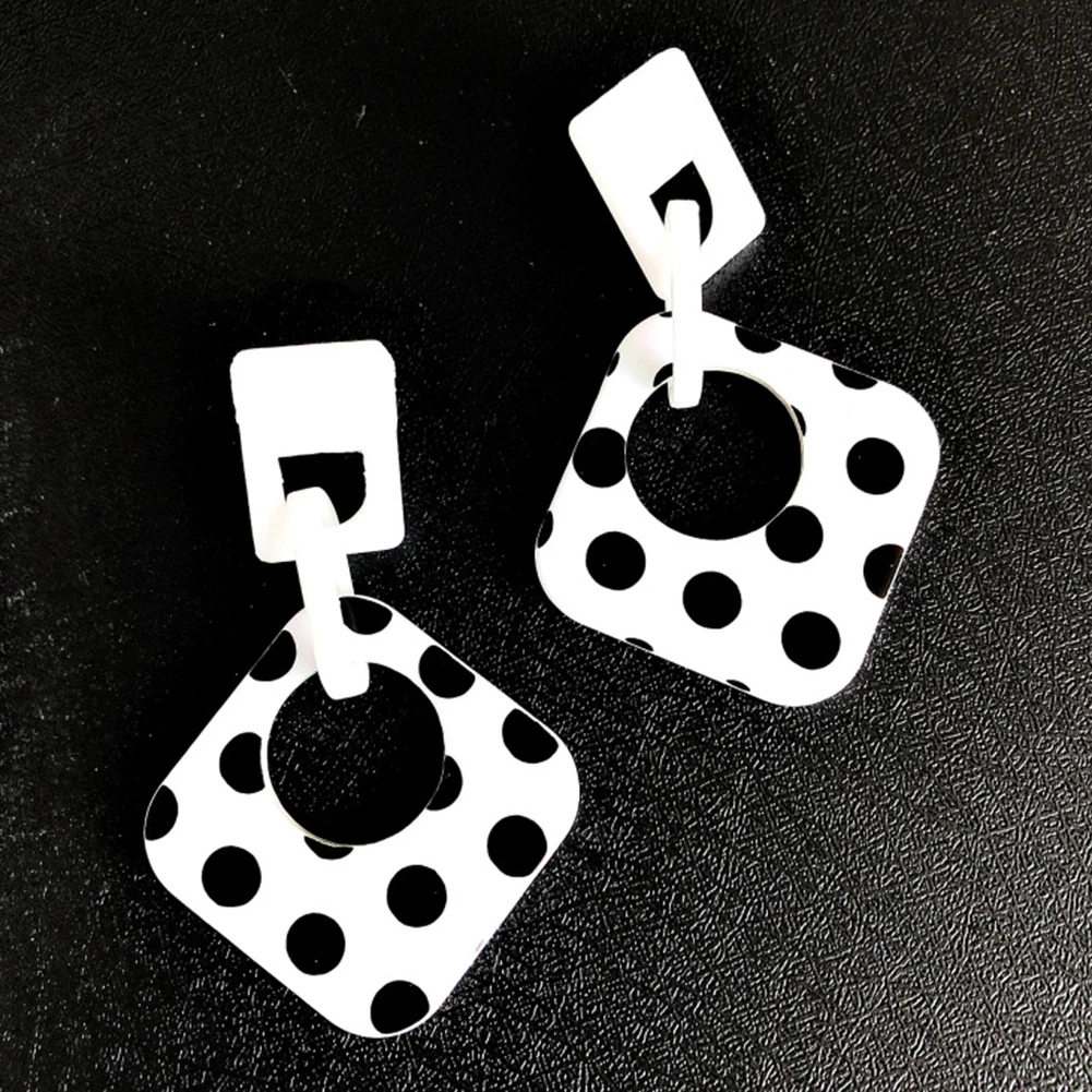 Women Polka Dot Dangle Earrings Hollow Rhombus Geometric Dangle Ear Stud Cuff Earrings Jewelry pendientes серьги женские