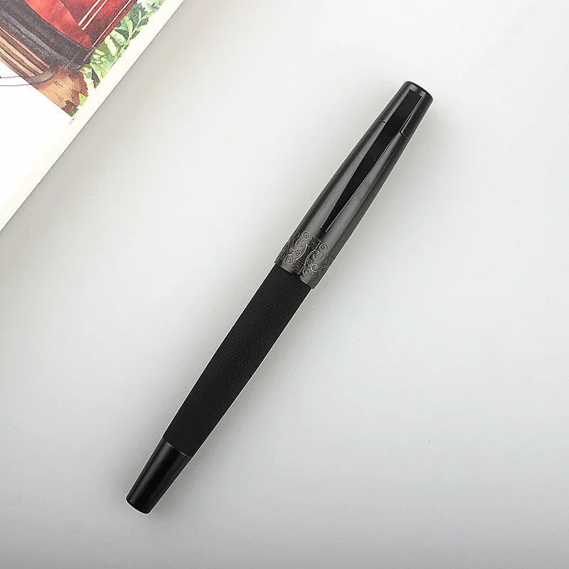 Hongdian 6013 Elegant black Metal Fountain Pen Titanium Black F/EF Nib Luxury Business Ink Pen Office School Supplies