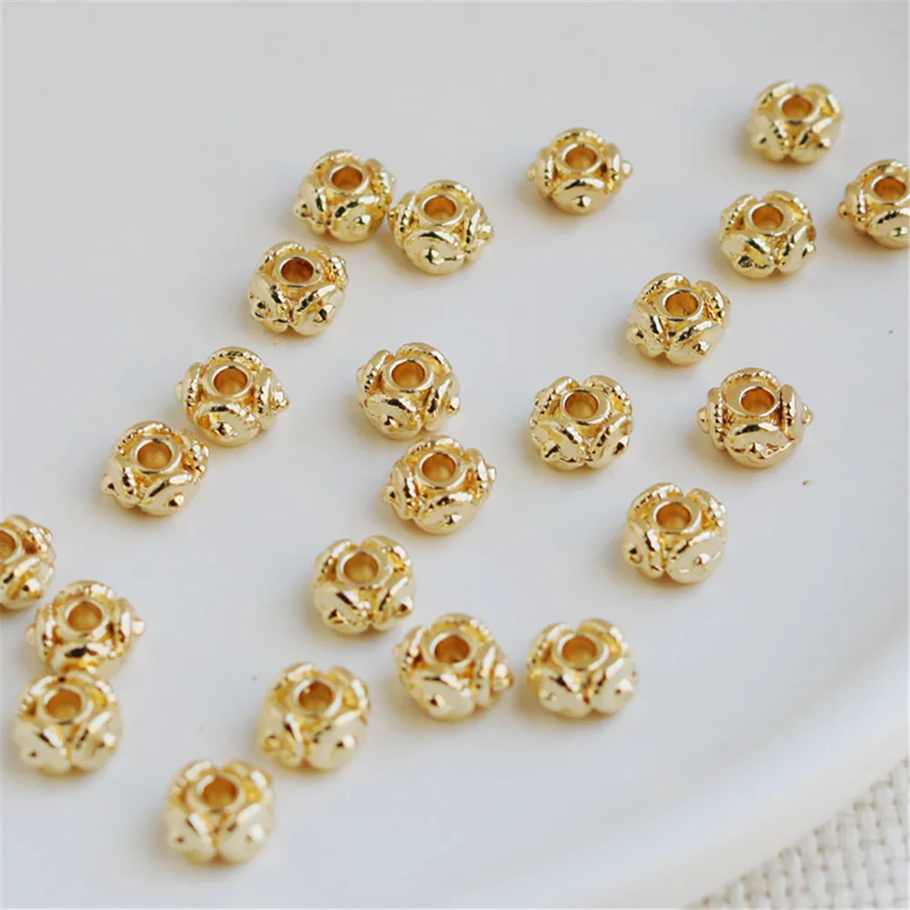 14K Gold Plated Gear dragonfly eye flat beads 4x7mm electroplated loose beads DIY bracelet necklace light gold hand beads