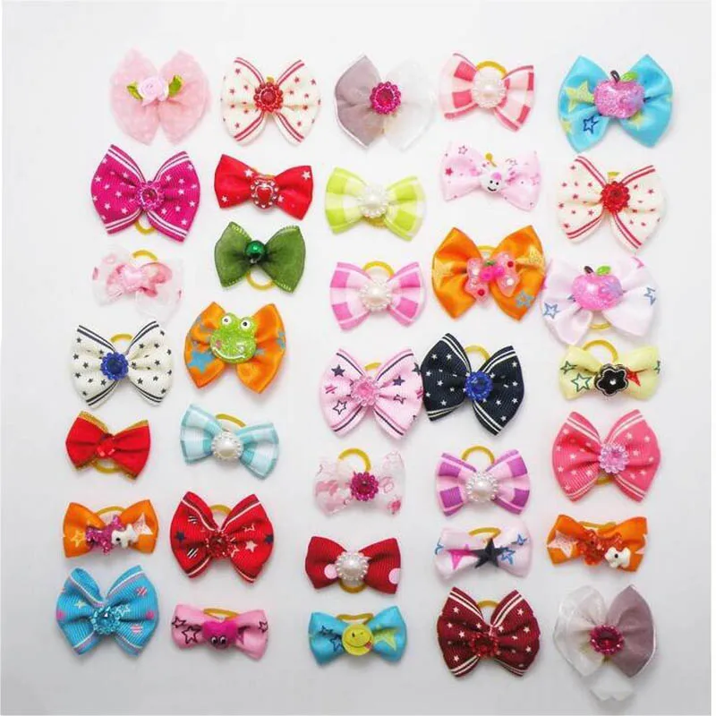 20/50/100pcs /Set Dog Hair Flower Pet Dog Hair Bows Pet Hair Accessories Dog Hair Elastic Bands Cat Decoration Bows