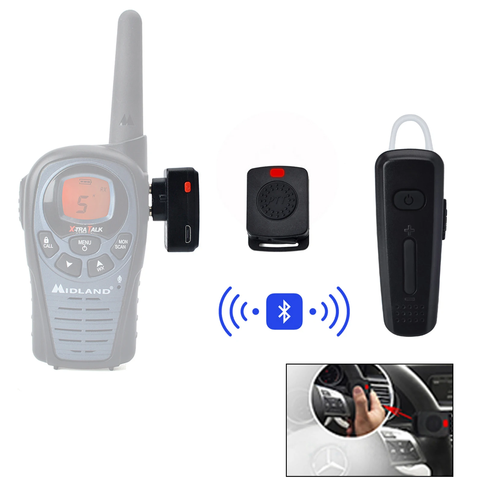 HYS  Earpiece Wireless Bluetooth Headset for Midland FRS ICOM Walkie Talkie