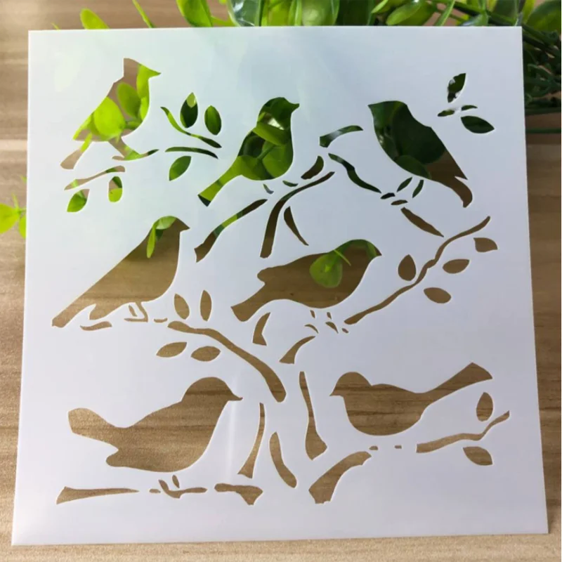 13cm Flock of Birds Tree DIY Layering Stencils Wall Painting Scrapbook Coloring Embossing Album Decorative Template