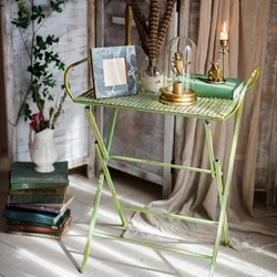 beautiful portable folding handmade rustic metal side table antique