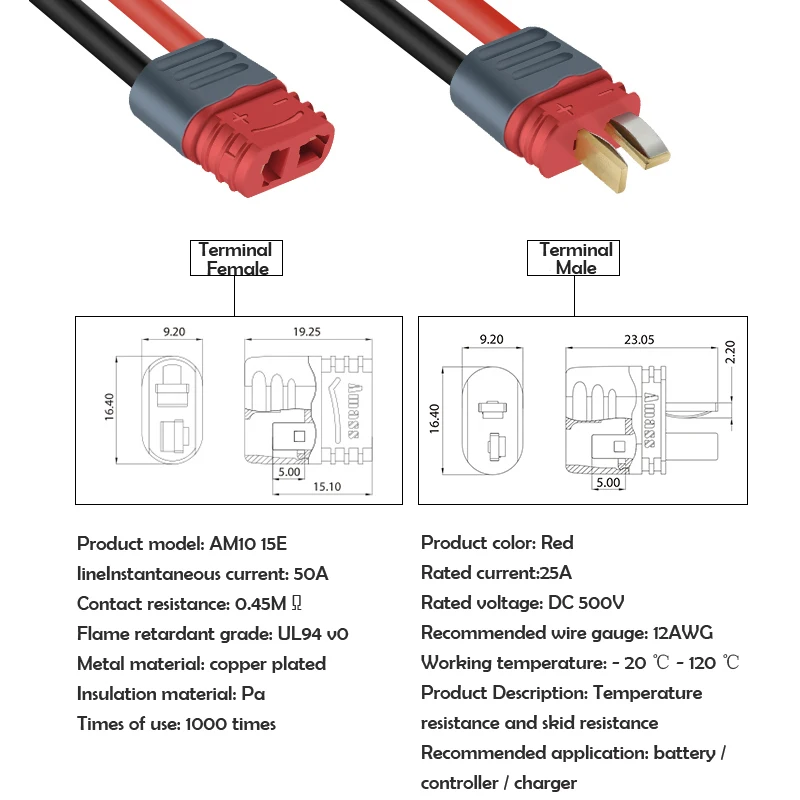 XT60PW 30U 90แบตเตอรี่ชายปลั๊กพร้อมปลั๊ก150มม.สูงสำหรับแบตเตอรี่เครื่องบินรุ่น
